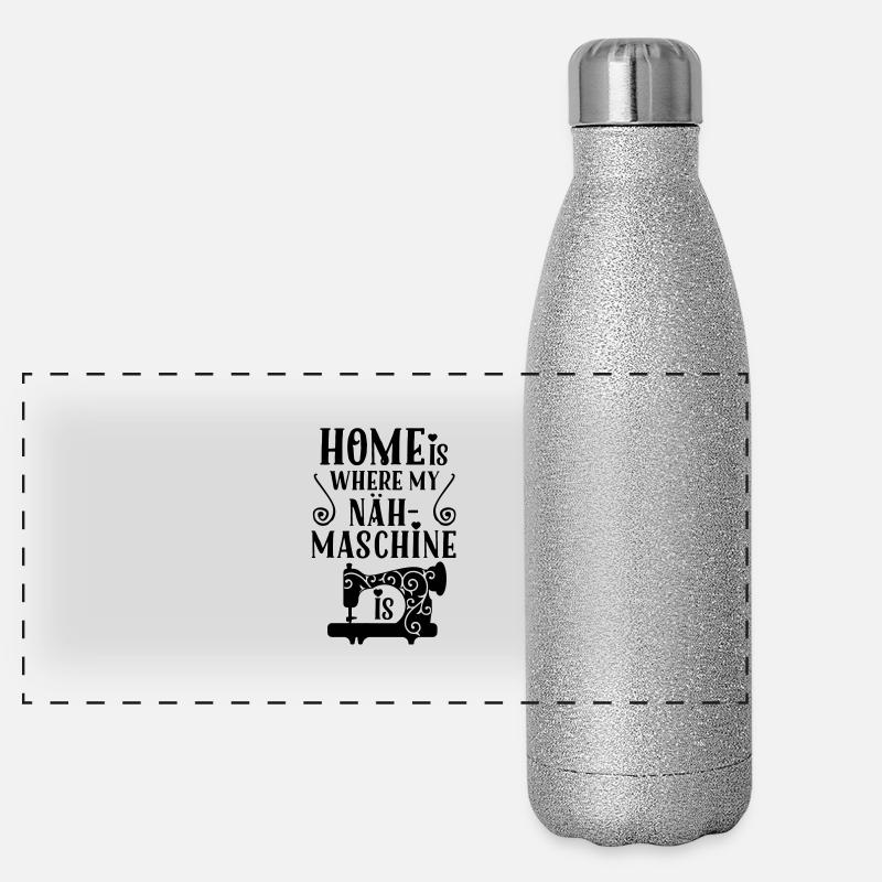 Home is where my Nähmaschine is Panorama Glitzer Isolierflasche 500 ml