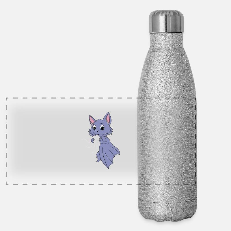 Süße Fledermaus Halloween Panorama Glitzer Isolierflasche 500 ml
