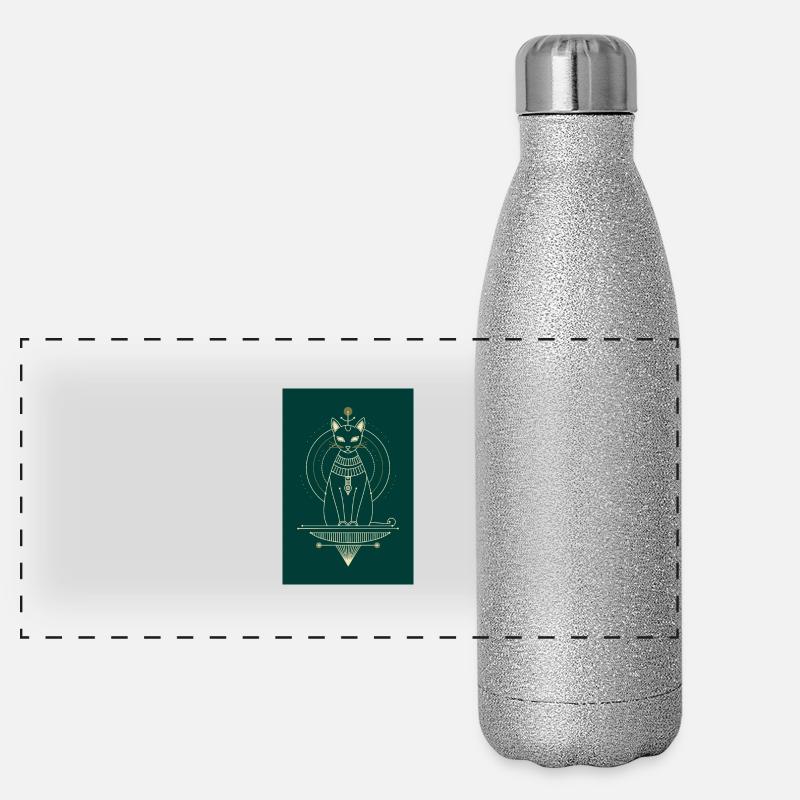 Chat égyptien Bastet Gourde isotherme panoramique pailletée 500 ml