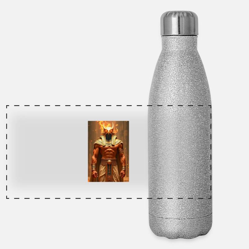 Horus, falkenköpfiger Gott, mit der Doppelkrone Panorama Glitzer Isolierflasche 500 ml