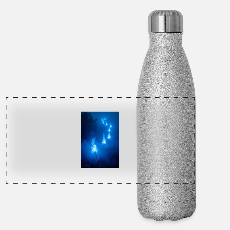 Hitodama Ethereal, flickering soul lights drifting Panoramic Glitter Thermal Bottle 500 ml