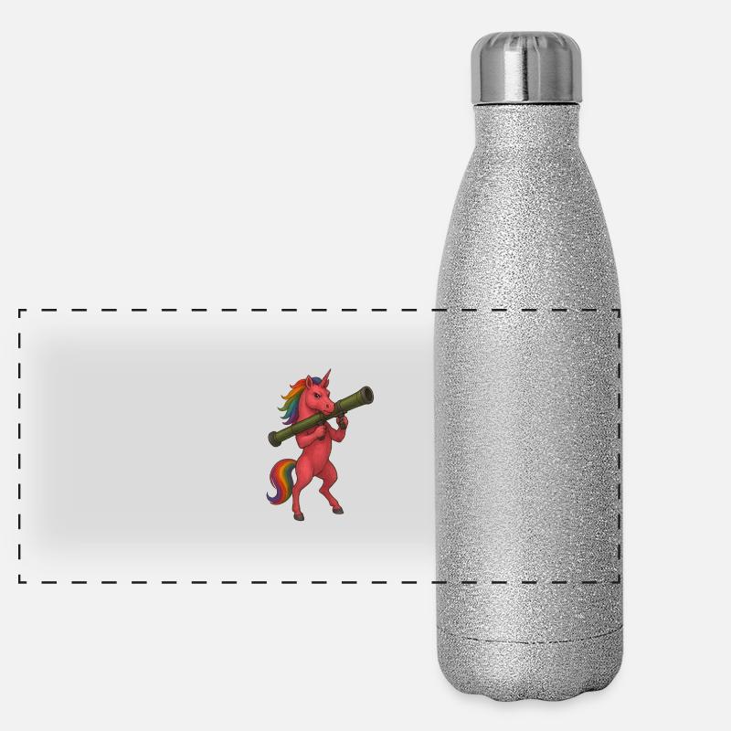 Bewaffnetes Einhorn Panorama Glitzer Isolierflasche 500 ml