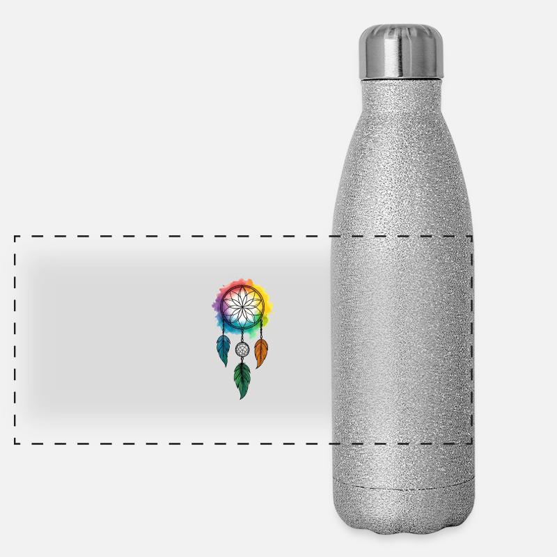 Catching dreams, colors flowing Panoramic Glitter Thermal Bottle 500 ml