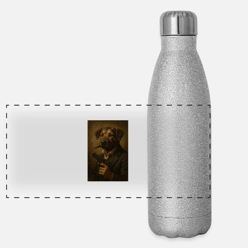 Dog with Gun Panoramic Glitter Thermal Bottle 500 ml