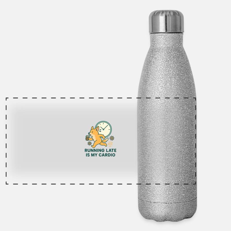 Running late is my Cardio - Funny Quotes Panoramic Glitter Thermal Bottle 500 ml