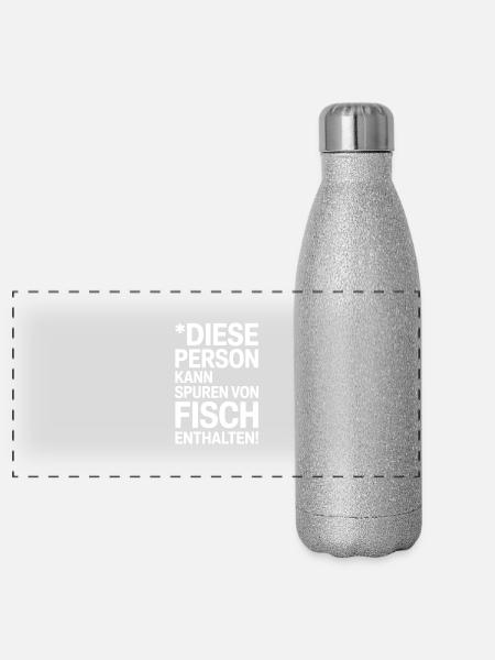 Diese Person kann Spuren von Fisch enthalten - Panorama Glitzer Isolierflasche 500 ml - Silber Glitzer - Vorne