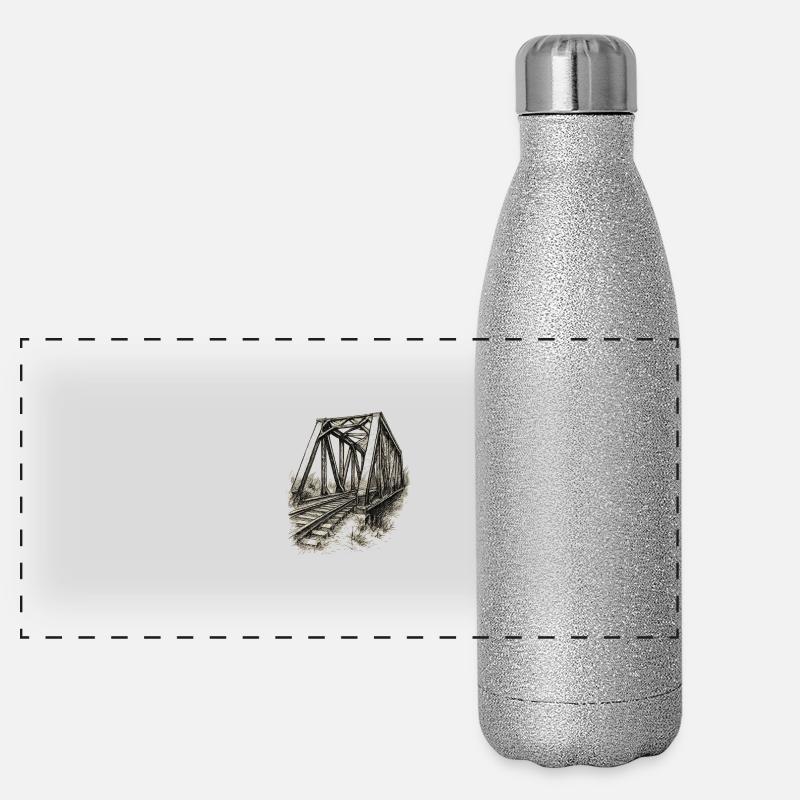 Eisenbahnbrücke Panorama Glitzer Isolierflasche 500 ml