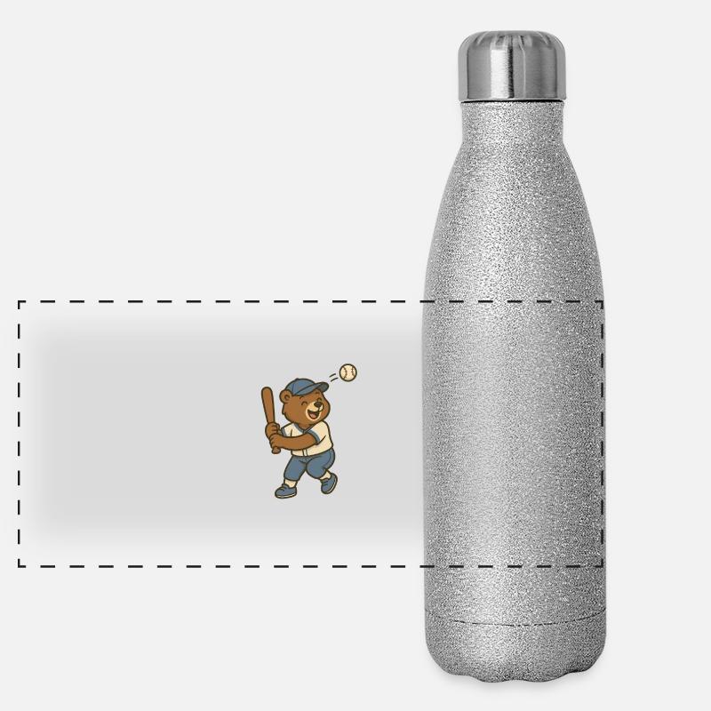 Baseball - Ours - Gourde isotherme panoramique pailletée 500 ml - paillettes argentées