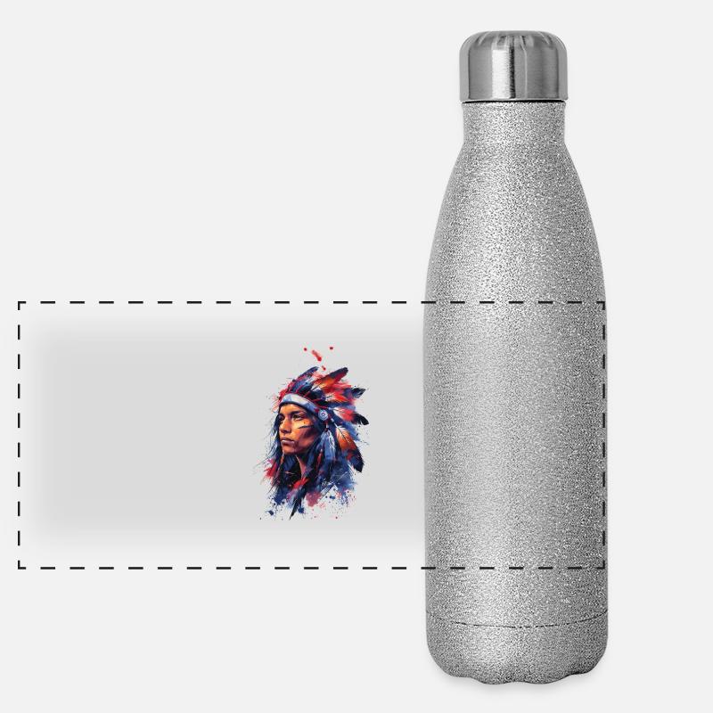 Guerrier tribal Gourde isotherme panoramique pailletée 500 ml