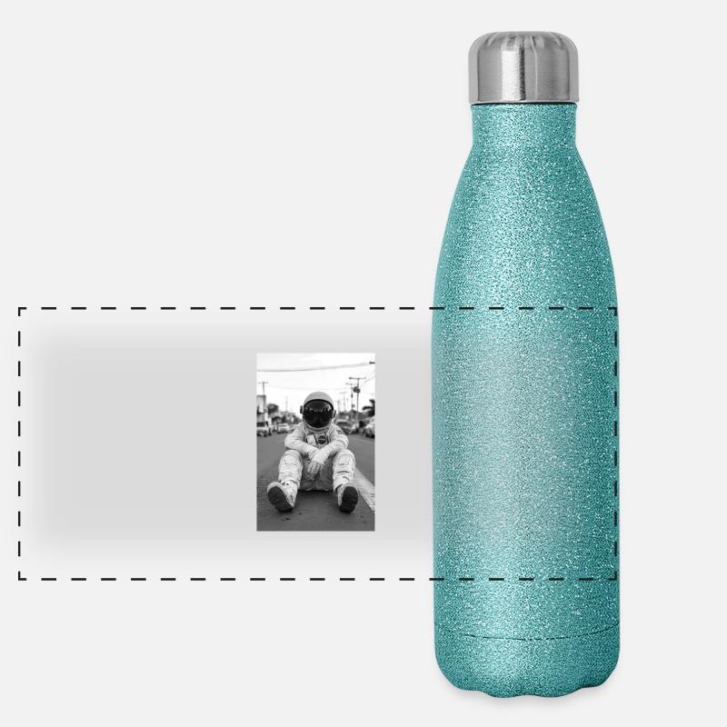 Lost Astronaut on Earth Panoramic Glitter Thermal Bottle 500 ml