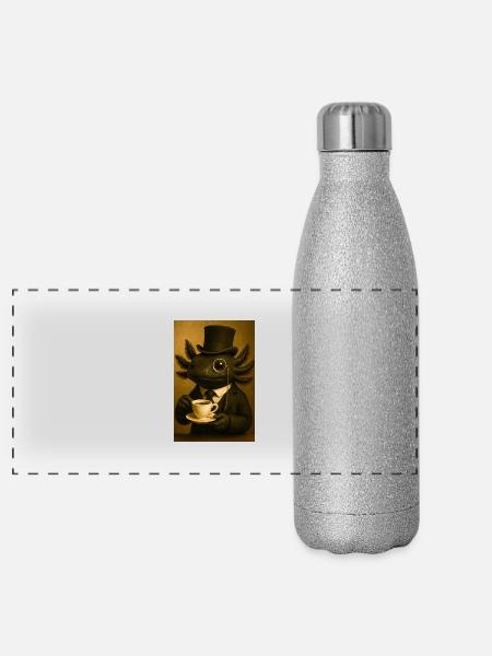Sophisticated Axolotl Brew - Panoramic Glitter Thermal Bottle 500 ml - silver glitter - Front