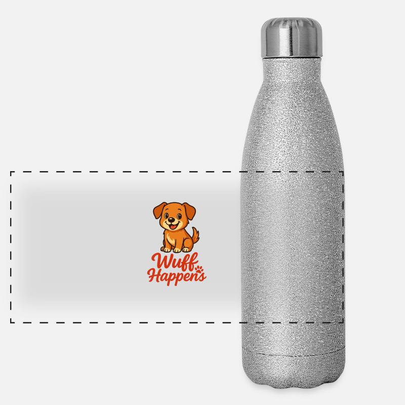 Wuff Happens...mega cutes Hundedesign Panorama Glitzer Isolierflasche 500 ml