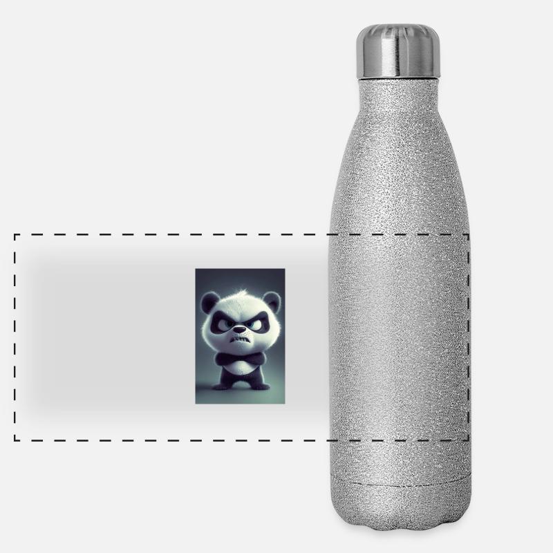 Mürrische Cartoon Panda Stimmung Panorama Glitzer Isolierflasche 500 ml