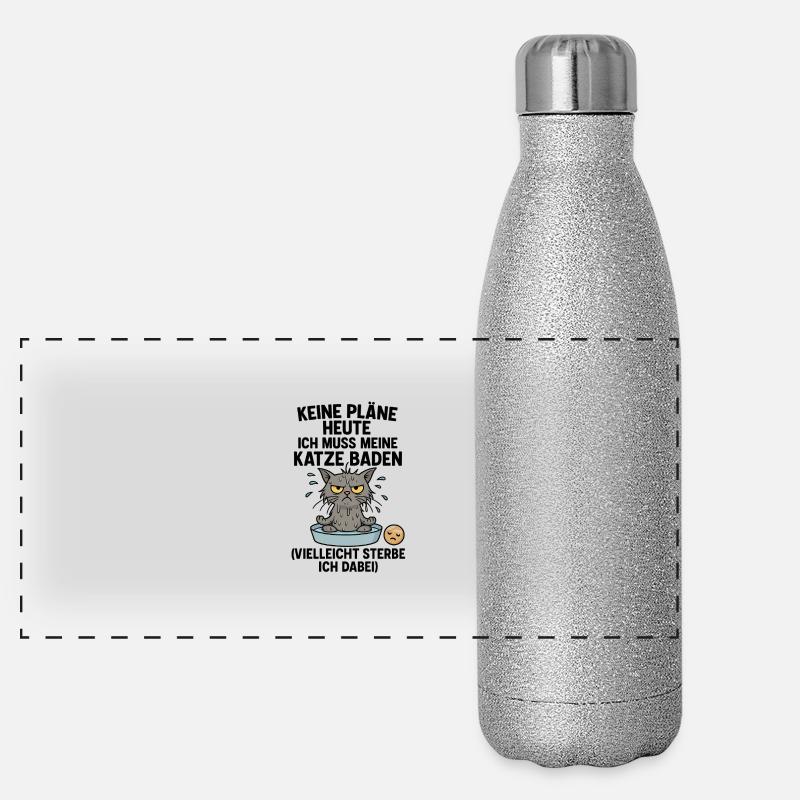 Katze Baden Waschen Kater Panorama Glitzer Isolierflasche 500 ml