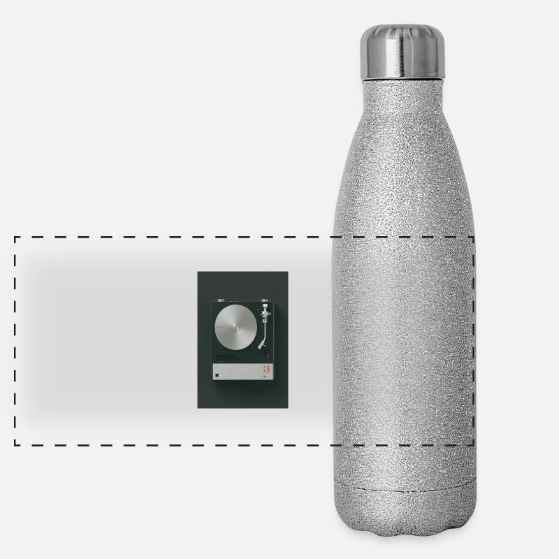 Minimalistischer Retro-Plattenspieler Panorama Glitzer Isolierflasche 500 ml