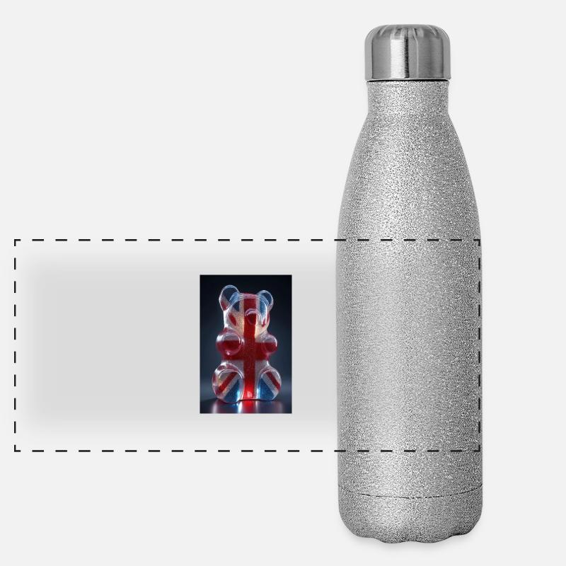 British Flag Gummy Bear Panoramic Glitter Thermal Bottle 500 ml