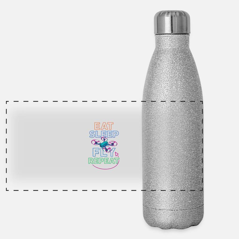 Eat Sleep Fly Repeat – Drohnenpiloten Routine Panorama Glitzer Isolierflasche 500 ml