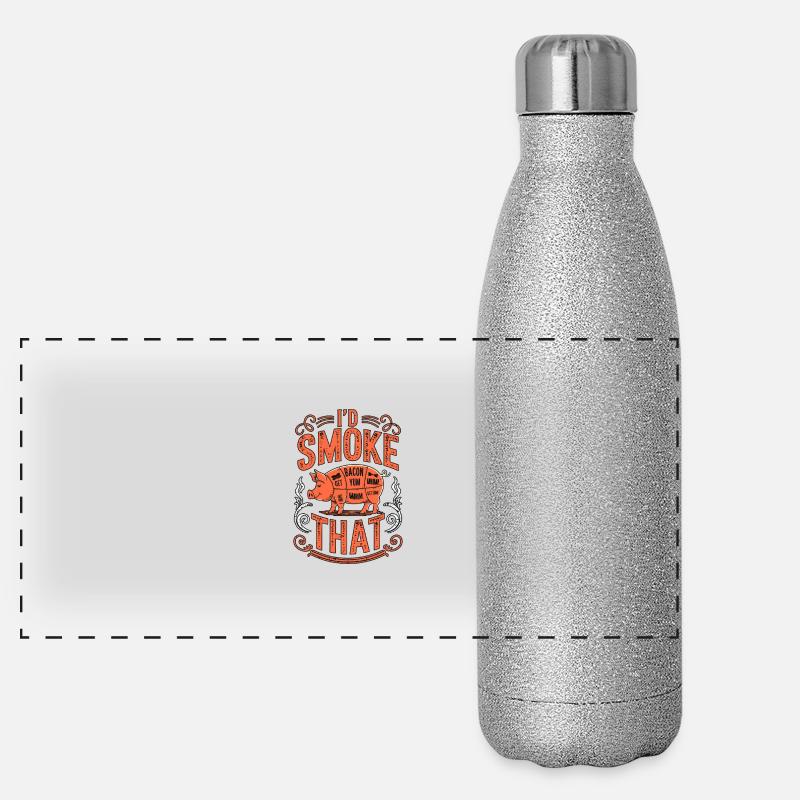 I'd Smoke That Funny BBQ Pig Design Panoramic Glitter Thermal Bottle 500 ml