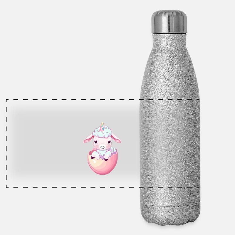 Agneau licorne dans la conception imaginative de mouton à l’œuf Gourde isotherme panoramique pailletée 500 ml