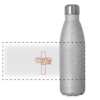 Mon Rédempteur vit - Gourde isotherme panoramique pailletée 500 ml - paillettes argentées - Devant