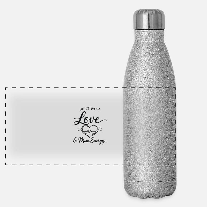Built with Love & Mom Energy – Modern Minimal - Panoramic Glitter Thermal Bottle 500 ml - silver glitter