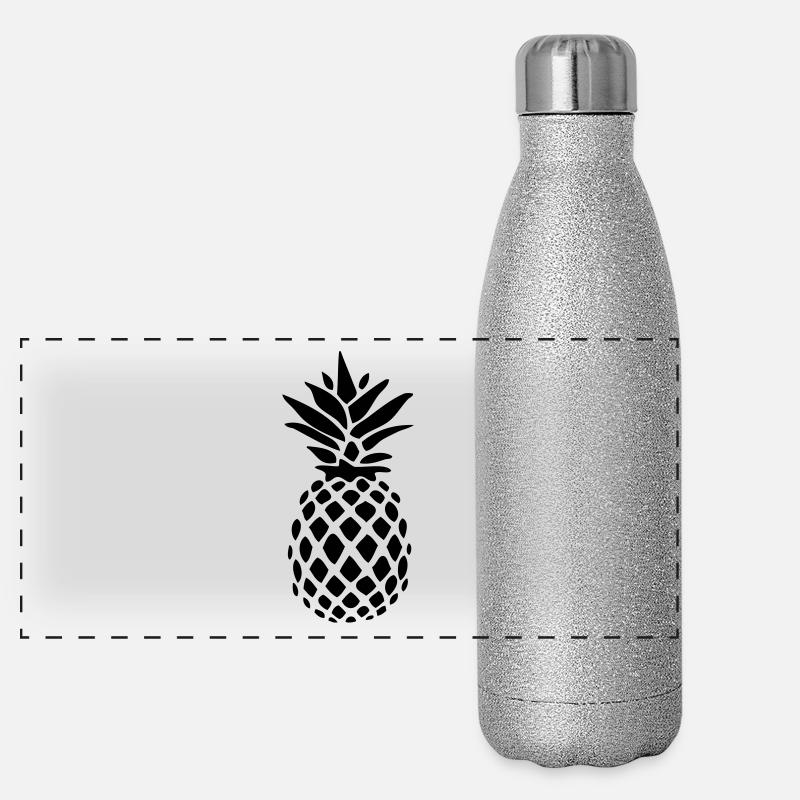 Pineapple black silhouette Panoramic Glitter Thermal Bottle 500 ml