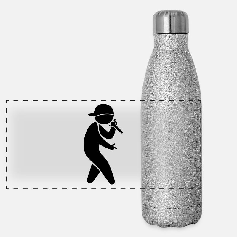 Ein Hiphop Star singt in ein Mikrofon Panorama Glitzer Isolierflasche 500 ml