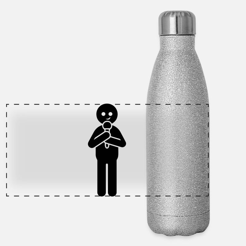 Sänger mit Mikrofon Entertainer Panorama Glitzer Isolierflasche 500 ml