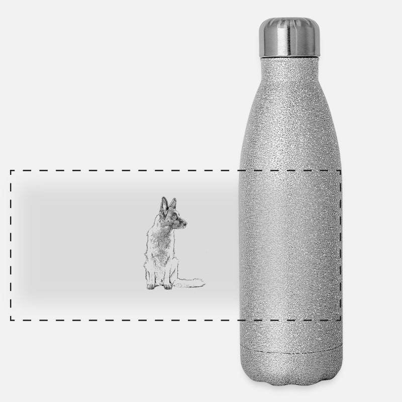 Schäferhund sitzend Panorama Glitzer Isolierflasche 500 ml