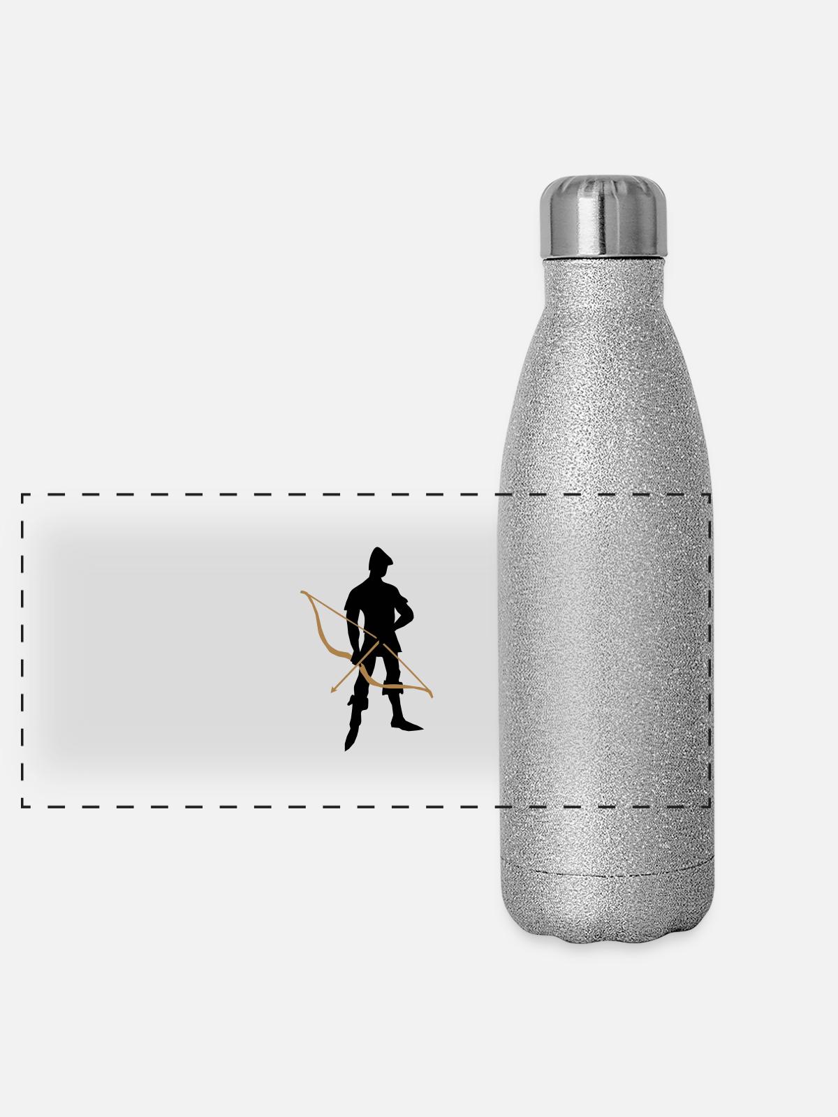 bueskytte recurve bue patjila - Panoramisk glimmer termoflaske 500 ml - silver glitter - Foran