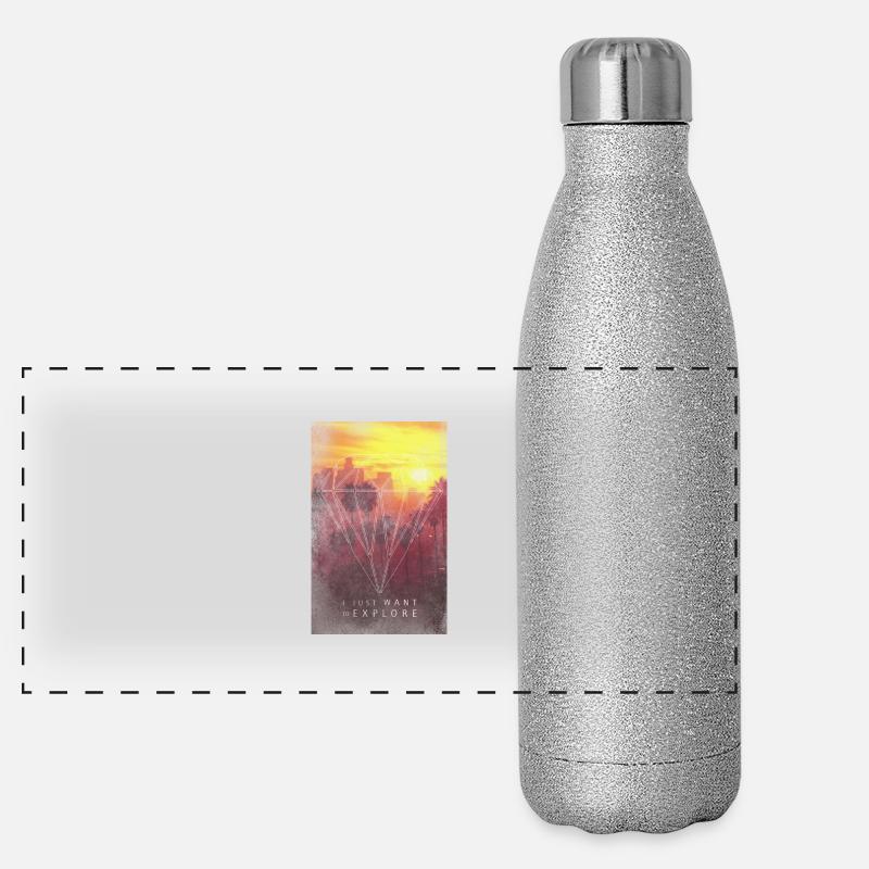 _Palms,Hipster T-Shirts,Moustache,Triangle,Hipsta Panorama Glitzer Isolierflasche 500 ml