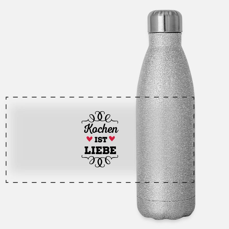 Kochen ist Liebe Panorama Glitzer Isolierflasche 500 ml