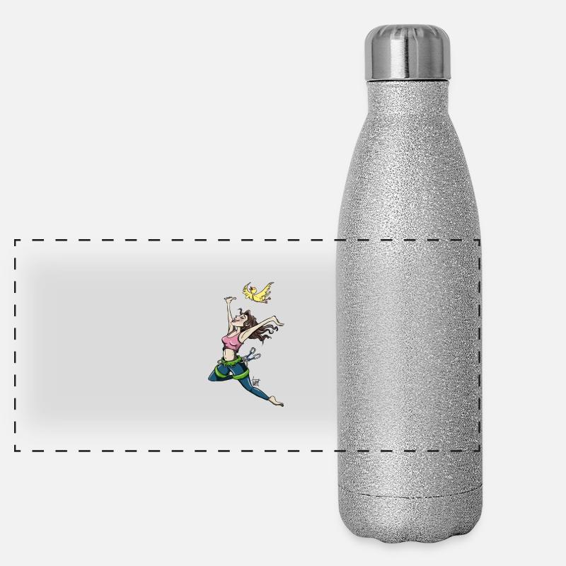 Fliegende Kletterin mit Vogel Panorama Glitzer Isolierflasche 500 ml