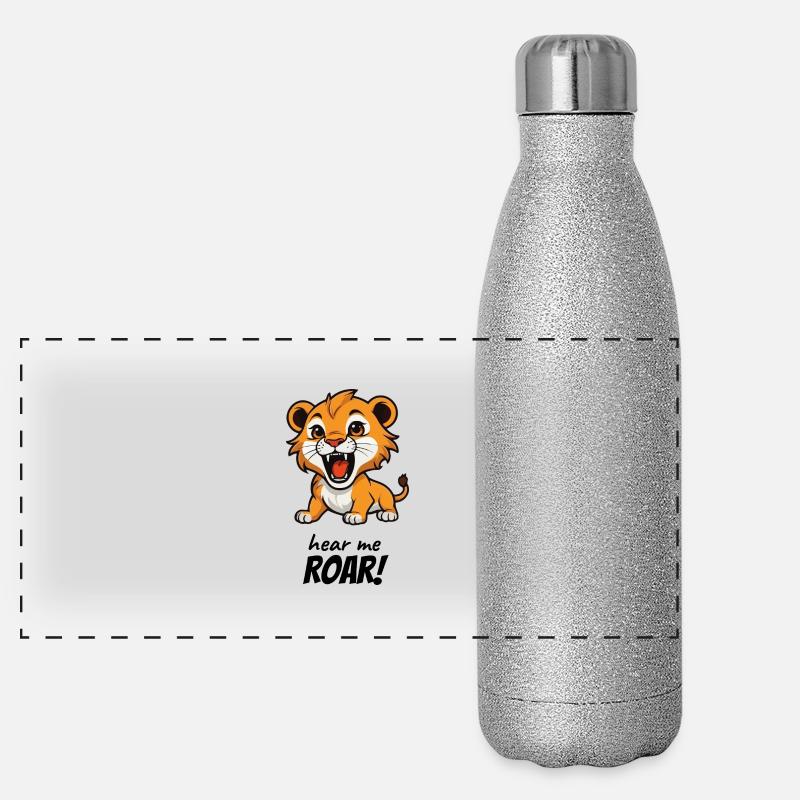 Brüllender Babylöwe Panorama Glitzer Isolierflasche 500 ml