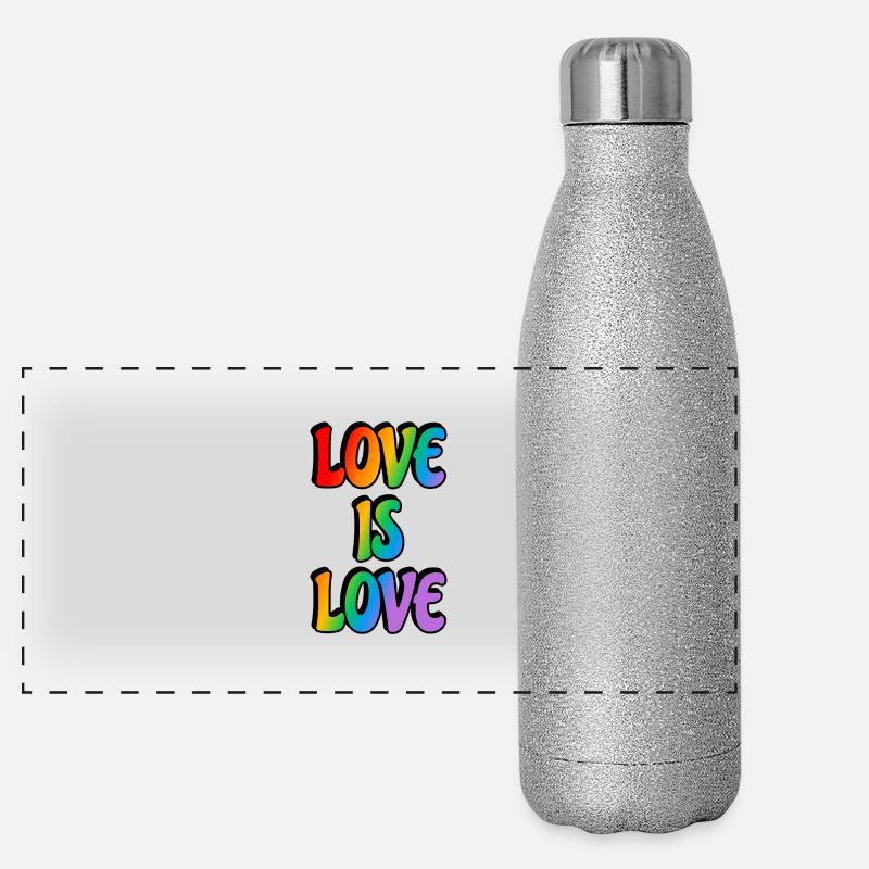 Liebe ist Liebe Regenbogenflagge LGBT Pride Monat Panorama Glitzer Isolierflasche 500 ml