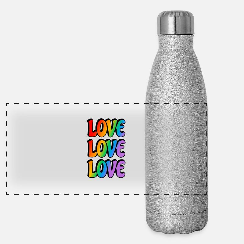 Liebe Liebe Liebe LGBTQ Pride Panorama Glitzer Isolierflasche 500 ml