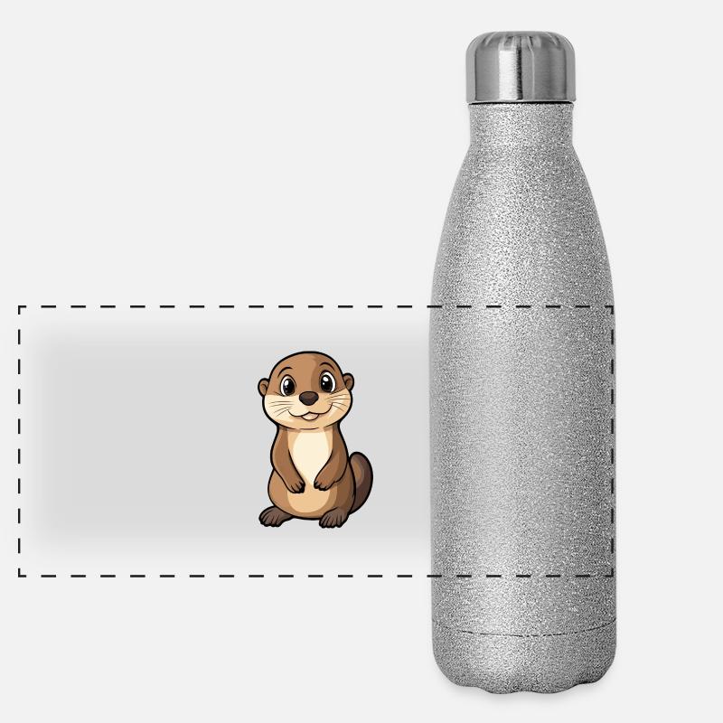 Otter - Panoramic Glitter Thermal Bottle 500 ml - silver glitter