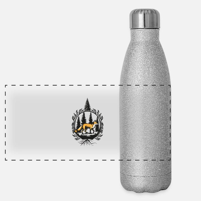 Fuchs streift durch die Wälder Panorama Glitzer Isolierflasche 500 ml