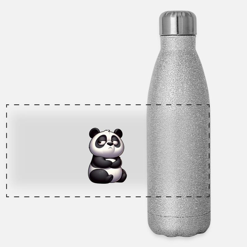 Panda Bulle Stier Lustiger Cartoon Comic Panorama Glitzer Isolierflasche 500 ml
