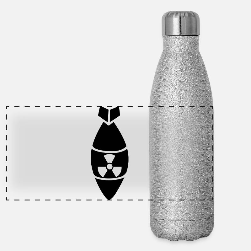 black danger caution caution caution atomic bomb Panoramic Glitter Thermal Bottle 500 ml