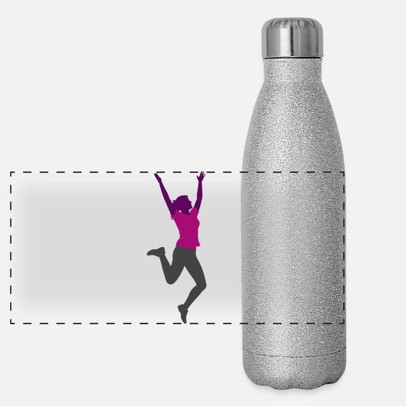 Frau springend Panorama Glitzer Isolierflasche 500 ml