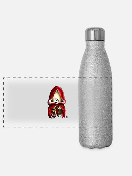 Le Petit Chaperon Poulpe - Gourde isotherme panoramique pailletée 500 ml - paillettes argentées - Devant