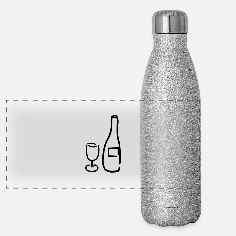 Weinflasche und Glas, traditionell,Flüssigkeit,Alk Panorama Glitzer Isolierflasche 500 ml