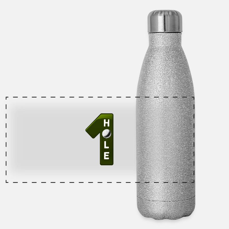 Golf: Hole in one - grün Panorama Glitzer Isolierflasche 500 ml