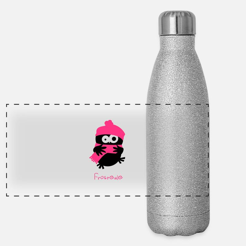 Eine Eule // Frosteule Panorama Glitzer Isolierflasche 500 ml