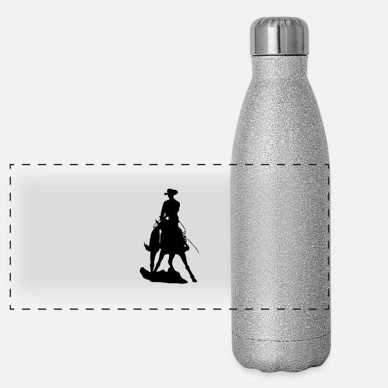 Westernpferd im Spin Panorama Glitzer Isolierflasche 500 ml