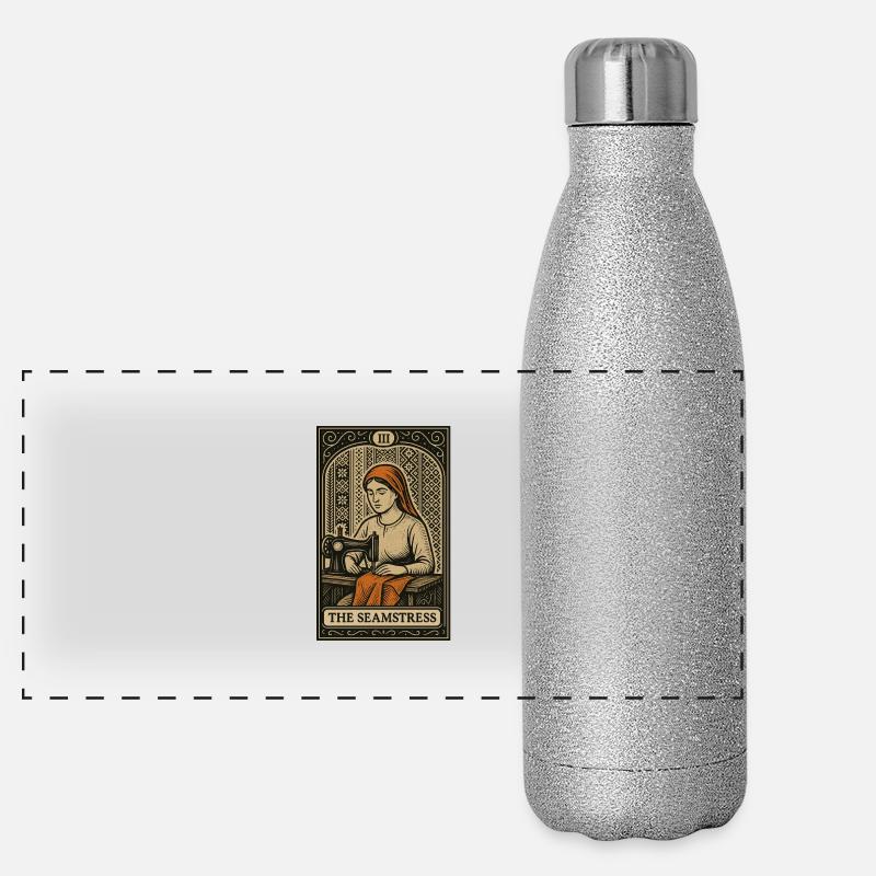 Die Näherin — Vintage Nähen Tarotkarten Design Panorama Glitzer Isolierflasche 500 ml