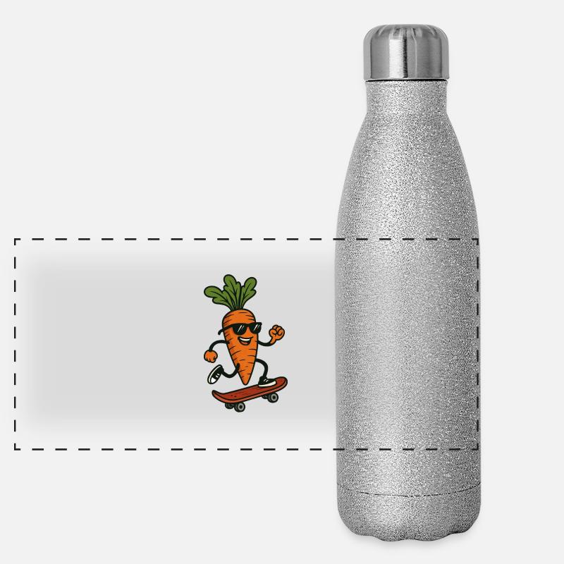 Kickflip Carrot : Le patineur coriace au feuillage Gourde isotherme panoramique pailletée 500 ml