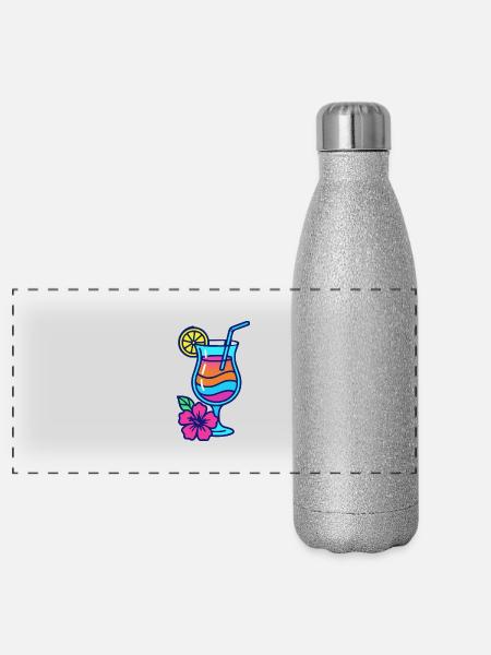 cocktail - Panorama Glitzer Isolierflasche 500 ml - Silber Glitzer - Vorne