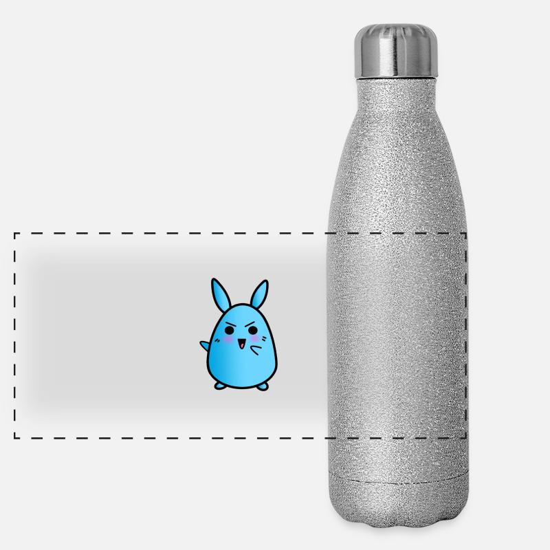Chibi Anime Rabbit - Direction T-Shirt - Panoramic Glitter Thermal Bottle 500 ml - silver glitter